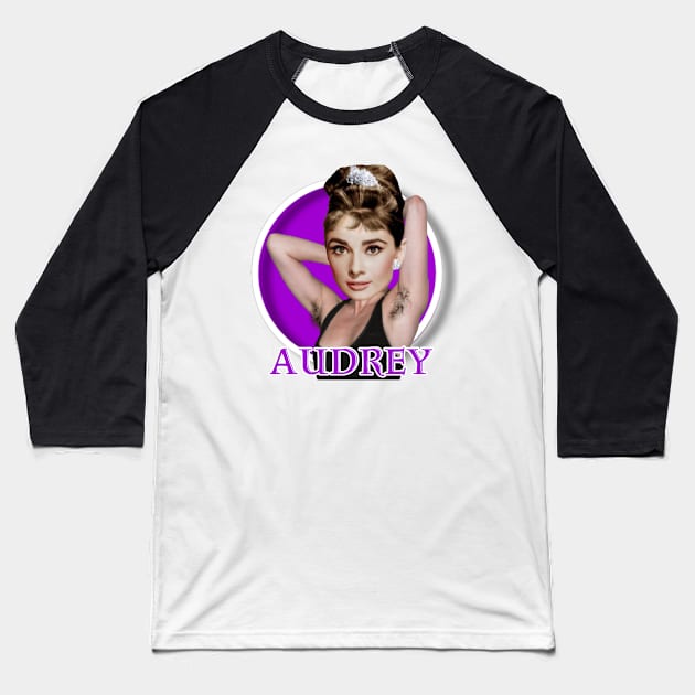 Audrey Hepburn Baseball T-Shirt by Zbornak Designs